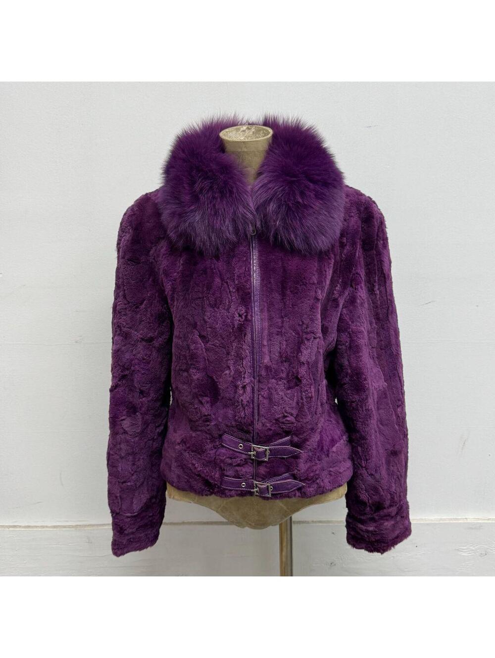 Vintage Y2K Purple Rabbit & Fox Fur Jacket Coat